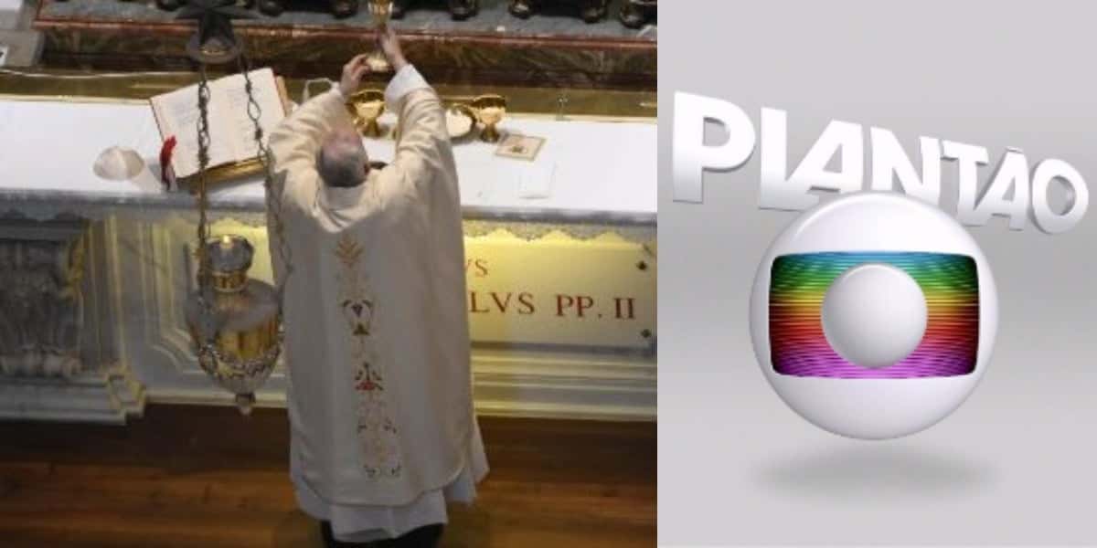 Papa Francisco no túmulo de João Paulo II (Foto: Reprodução/TV Globo)