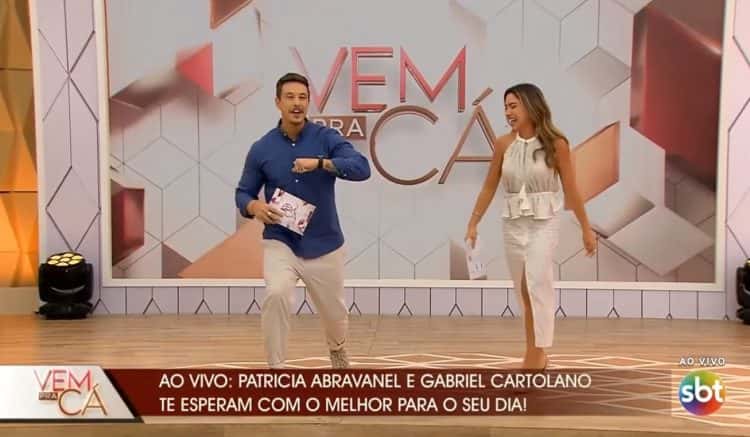 Gabriel Cartolano e Patricia Abravanel no Vem Pra Cá (Foto: Reprodução)