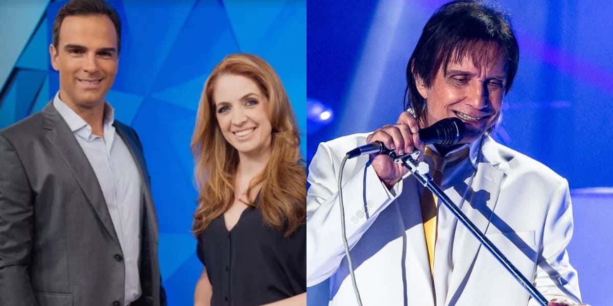 Tadeu Schmidt e Poliana Abritta no Fantástico, Roberto Carlos (Montagem: TV Foco)