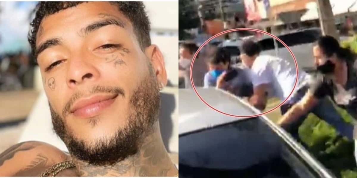 Padastro de MC Kevin protagoniza barraco na frente de delegacia (Foto: Reprodução)