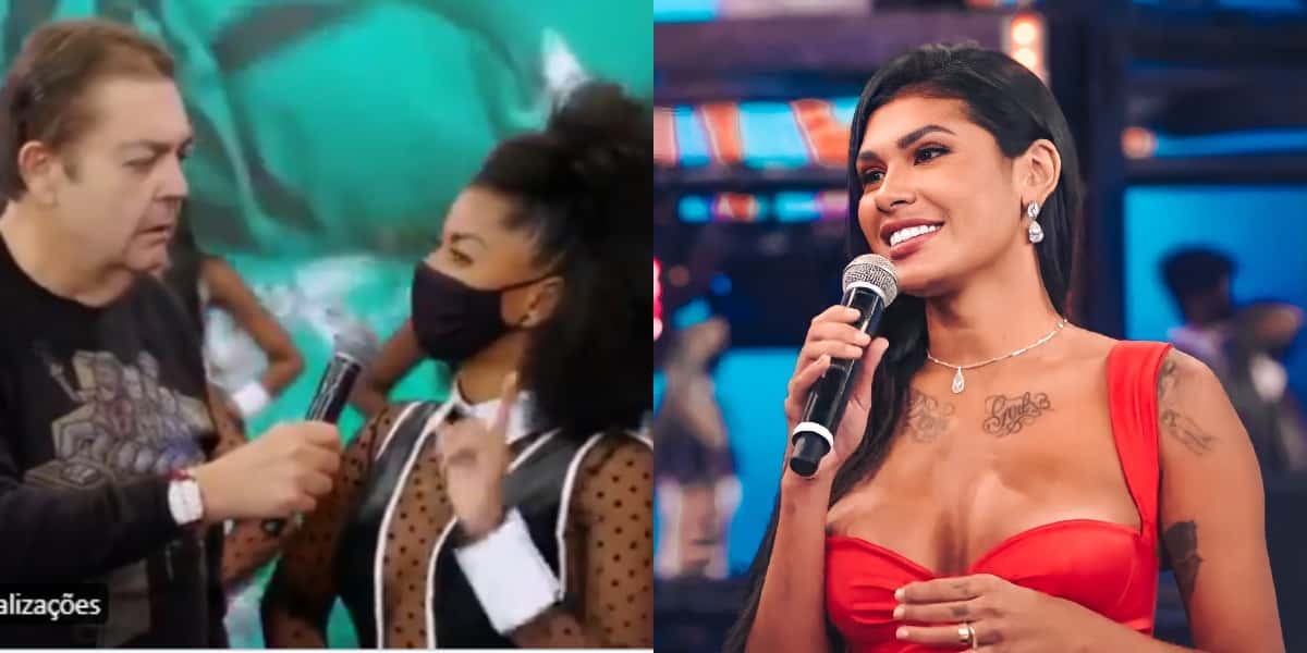 Pocah deu patada em bailarina após ser alfinetada no palco do Domingão do Faustão (Foto: Reprodução)