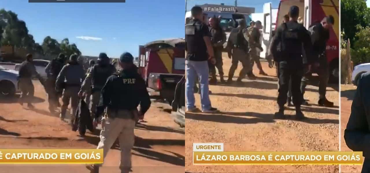 Imagens do corpo de Lázaro Barbosa foram exibidas durante o Fala Brasil da Record (Foto: Montagem/TV Foco)
