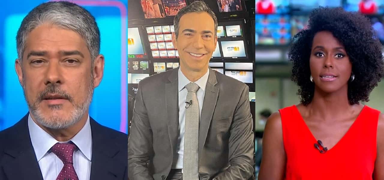 William Bonner, César Tralli e Maju Coutinho (Foto: Montagem/TV Foco)