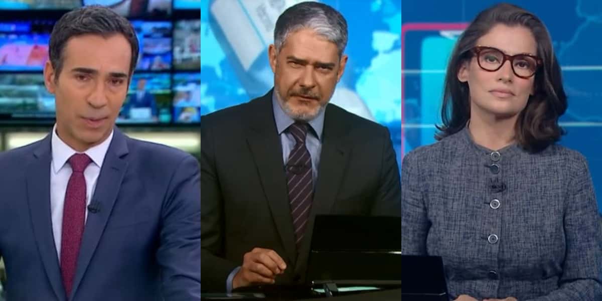 Cesar Tralli, William Bonner e Renata Vasconcellos (Foto: Reprodução/TV Globo)