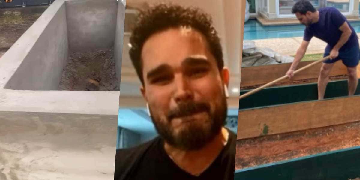Luciano Camargo cava "cova"na mansão onde mora em São Paulo (Foto: Reprodução/Instagram)