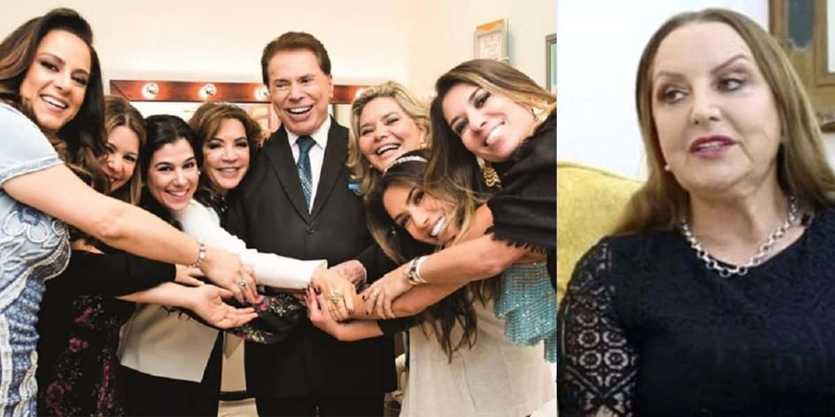 Silvio junto de Íris Abravanel, as seis filhas e Clemozeide, que o acusa de ser seu pai (Montagem: TV Foco)