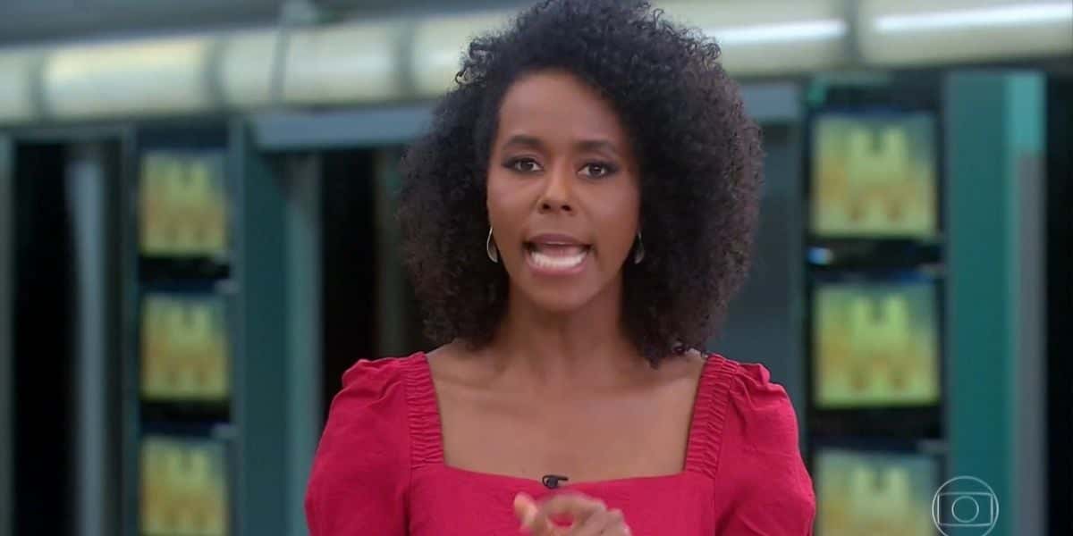Maju Coutinho durante o Jornal Hoje (Reprodução: Globo)