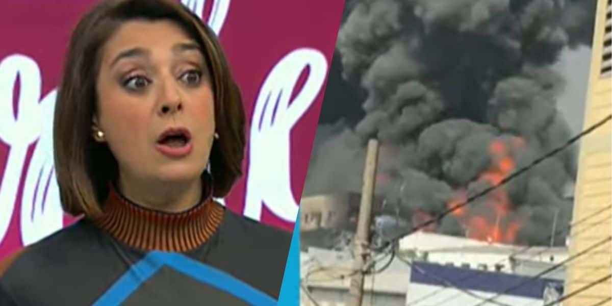 Catia Fonseca ficou em choque com as imagens do incêndio (Montagem: TV Foco)