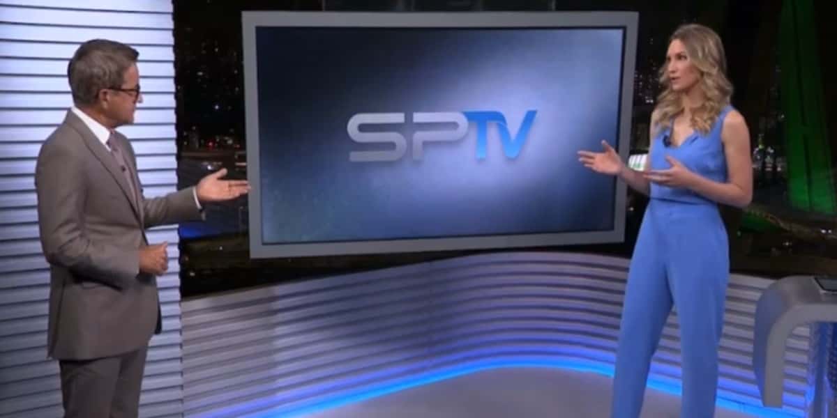 Carlos Tramontina e Anne Lottermann no SPTV (Foto: Reprodução / TV Globo)