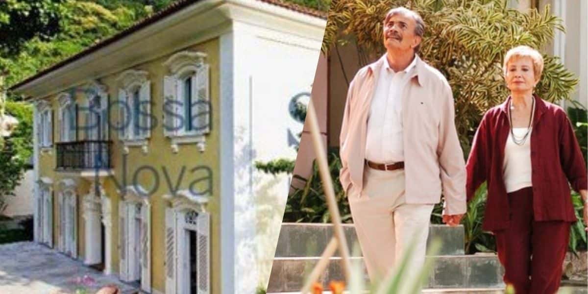 Mansão de Tarcísio Meira e Glória Menezes em Páginas da Vida (Montagem: TV Foco)
