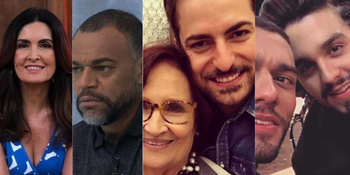Fátima Bernardes, Denílson, Lucas Lucco, Luan Santana e mãe de Paulo Gustavo (Foto: Reprodução)