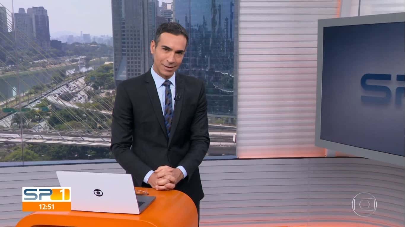 César Tralli no estúdio do SP1 (Foto: Reprodução/Globo)