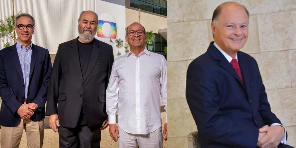 Os Marinho e Edir Macedo (Foto: Reprodução/TV Globo/Record)