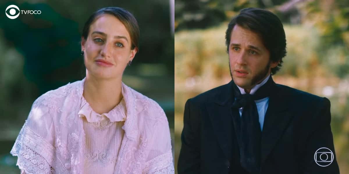 Leopoldina aceita o pedido de casamento de Augusto em Nos Tempos do Imperador (Foto: Reprodução/Globo)