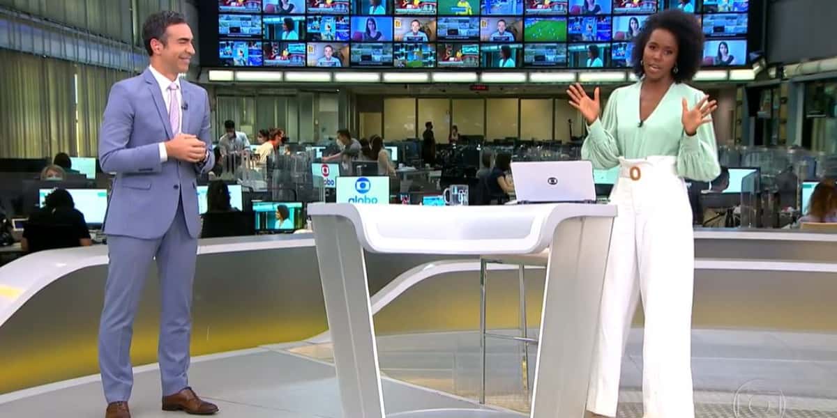 Cesar Tralli e Maju Coutinho no "Jornal Hoje" (Foto: Reprodução/TV Globo)