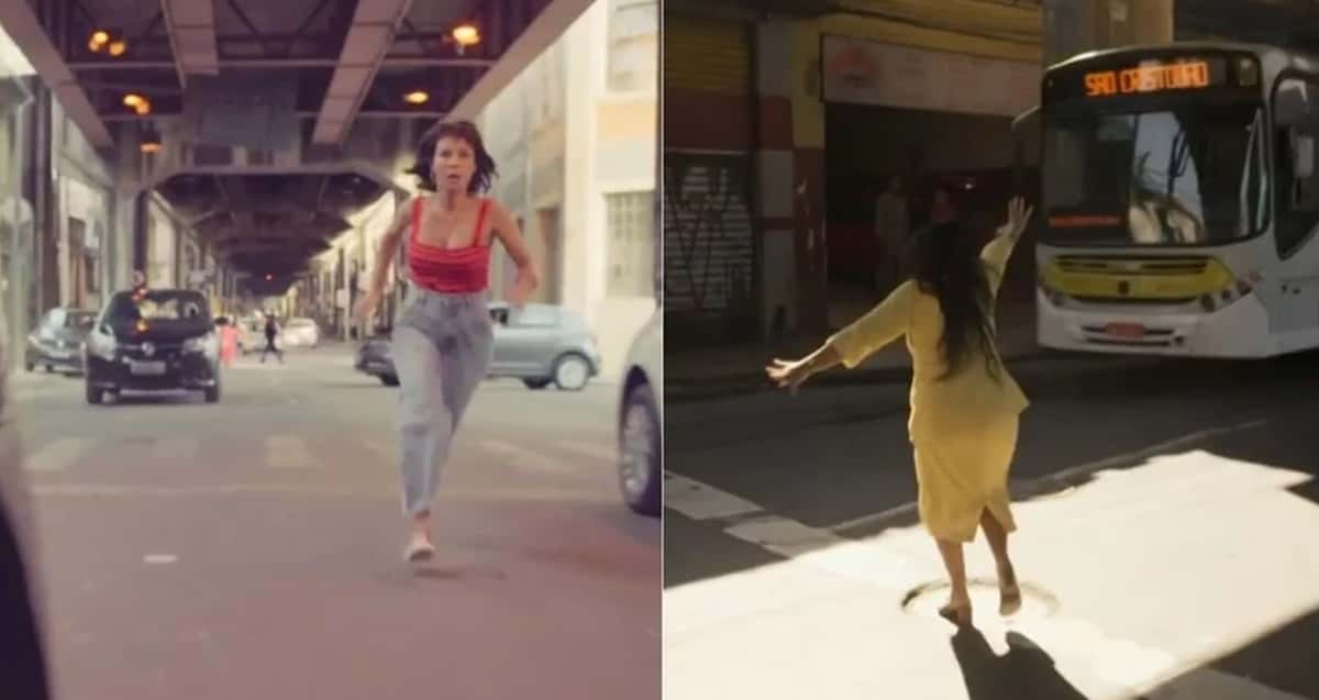 Lara (Andréia Horta) e Lurdes (Regina Casé) debaixo de viaduto: Cenário foi repetido nas novelas (Foto: Reprodução/ TV Globo)
