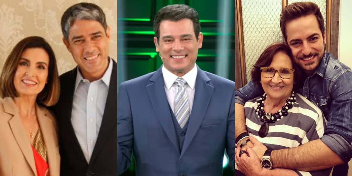 Fátima Bernardes, William Bonner, Celso Portiolli, Déa Lúcia e Thales Bretas (Foto: Reprodução/TV Globo/SBT/Instagram)