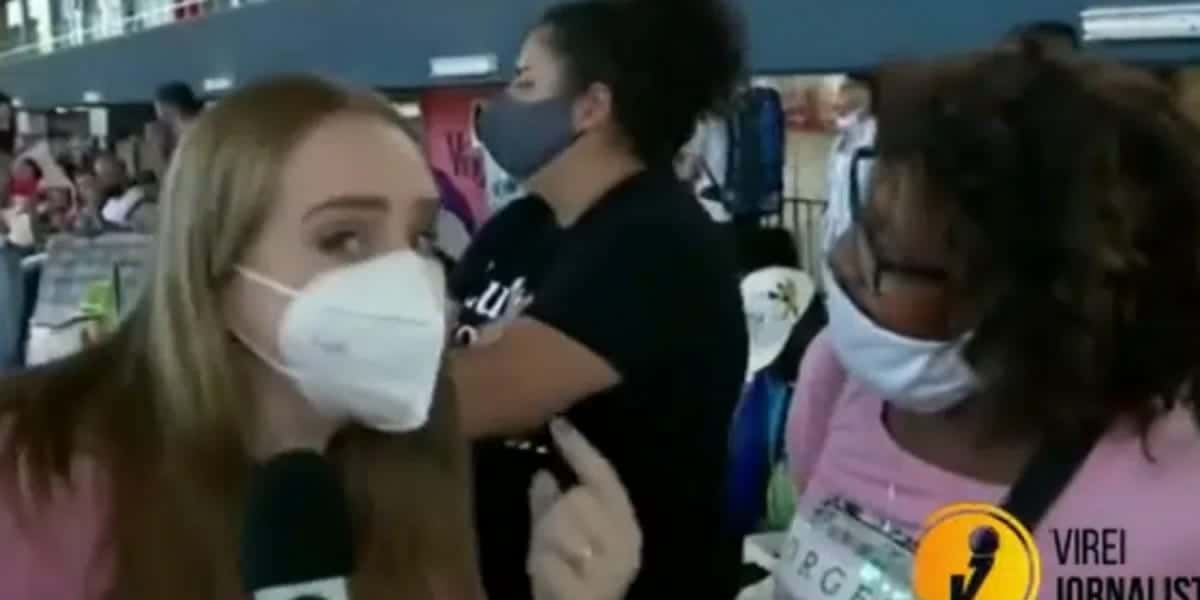 Repórter da Globo, Nathalia King, é confundida com da Record (Foto: Reprodução)