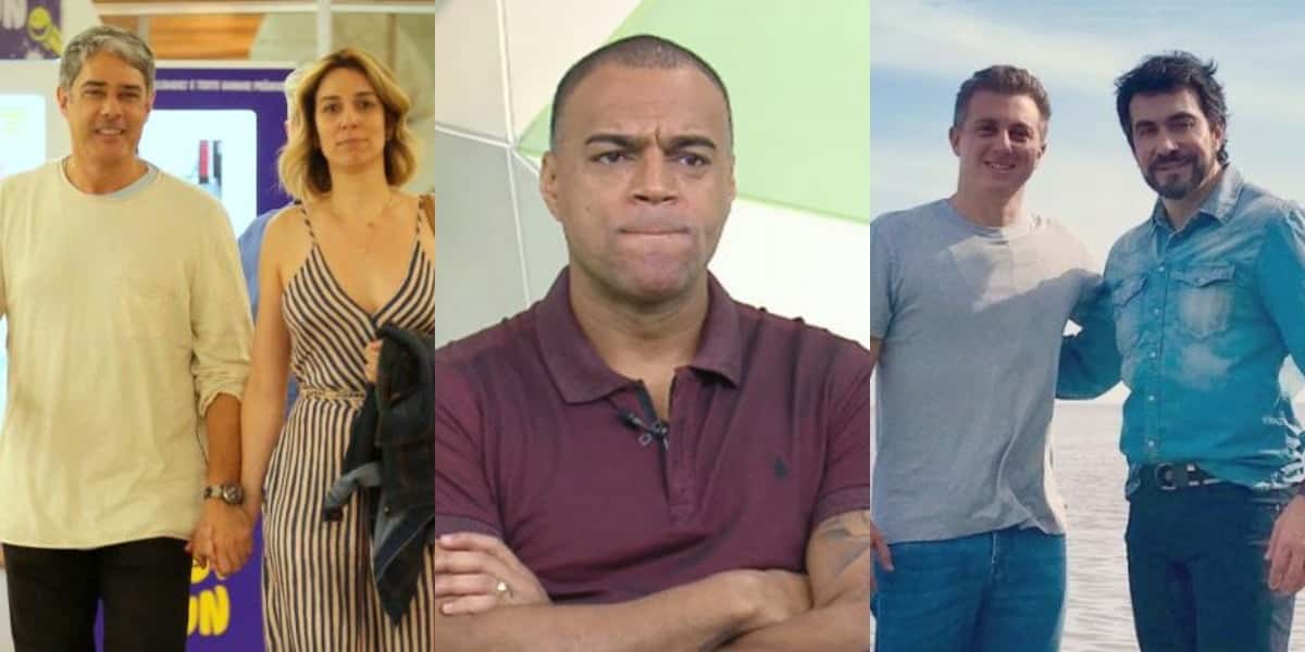Bonner e Natasha Dantas, Denilson, Luciano Huck e Padre Fábio de Melo (Foto: AgNews/Reprodução/Band/Instagram)