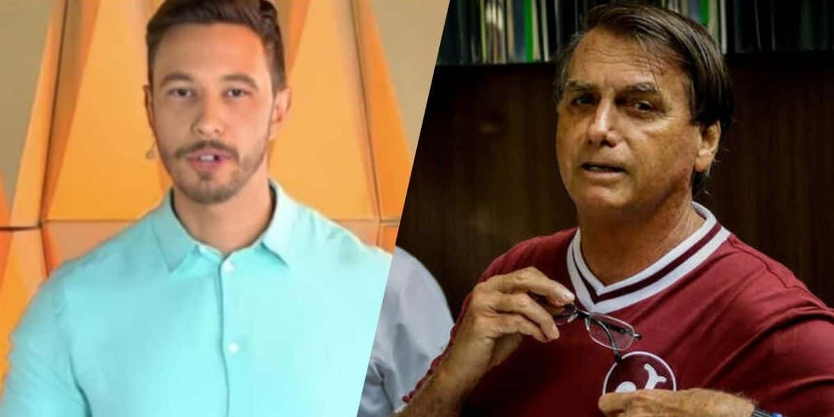 Gabriel Cartolano no "Vem Pra Cá" e Jair Bolsonaro (Montagem: TV Foco)