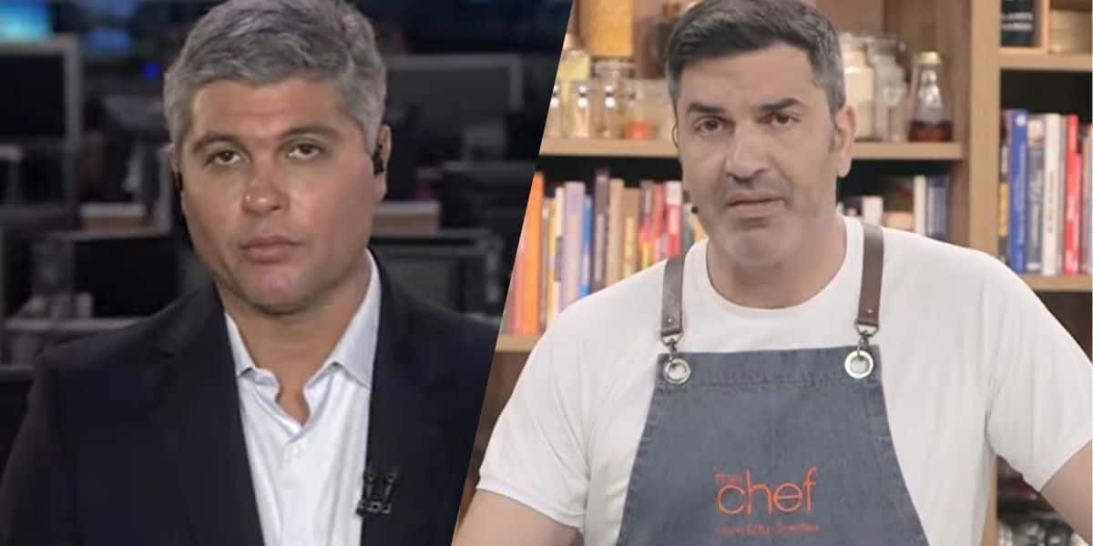 Joel Datena em link com Edu Guedes (Montagem: TV Foco)