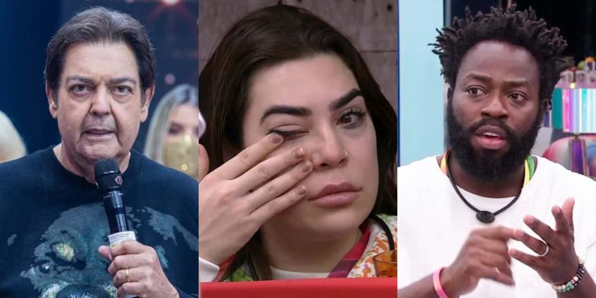 Faustão, Naiara Azevedo e Douglas Silva (Foto: Reprodução/Band/TV Globo)