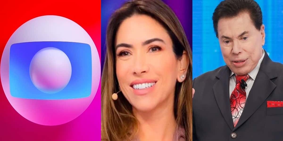 Patrícia Abravanel apareceu assistindo programa da Globo (Foto: Montagem)
