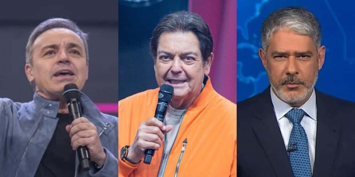 Gugu Liberato, Faustão e William Bonner (Foto: Reprodução/Record/Band/TV Globo)