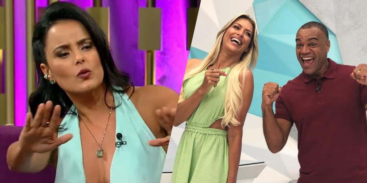 Luciele parabenizou Renata Fan e Denílson pelos 15 anos de Jogo Aberto (Montagem: TV Foco)