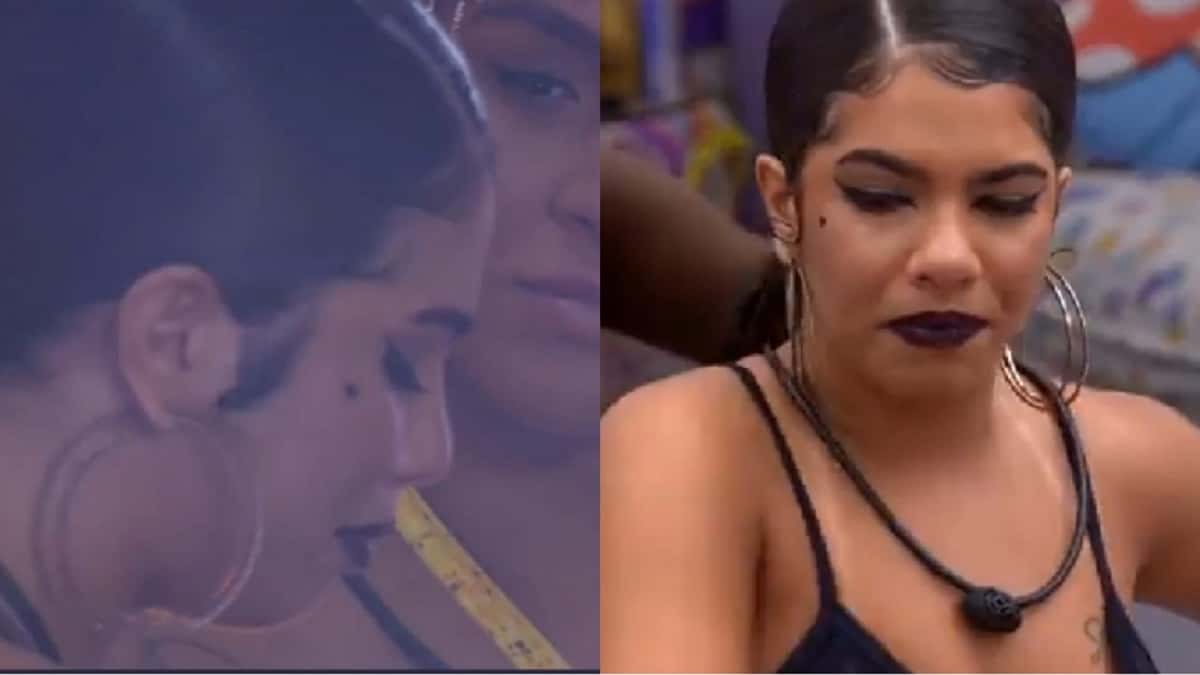 Maria chora e depois desabafa saudades de ficar pelada e usar o vibrador dela (Reprodução/ Montagem/ Globoplay)
