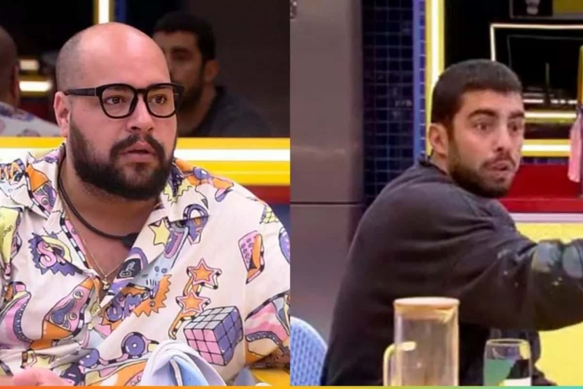 Scooby, Bárbara e Tiago discutem aos gritos na cozinha da casa (Foto: Reprodução / Internet)