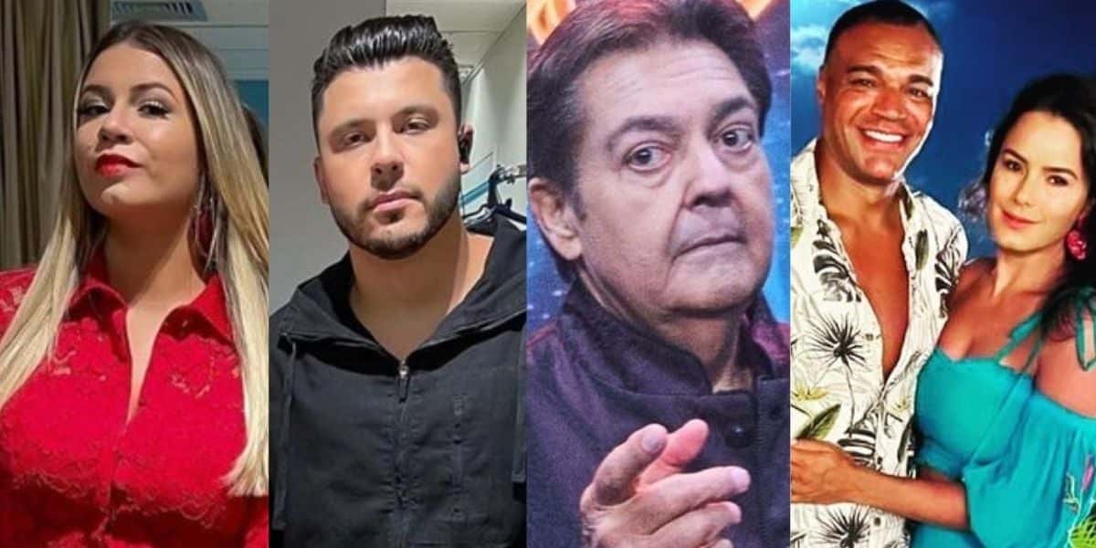 Marília Mendonça, Murilo Huff, Faustão, Denílson e Luciele Di Camargo (Reprodução)