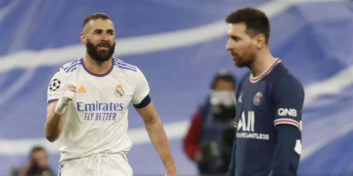 Benzema comemorando o gol, a TNT ganhou em audiência (Reprodução: TNT)