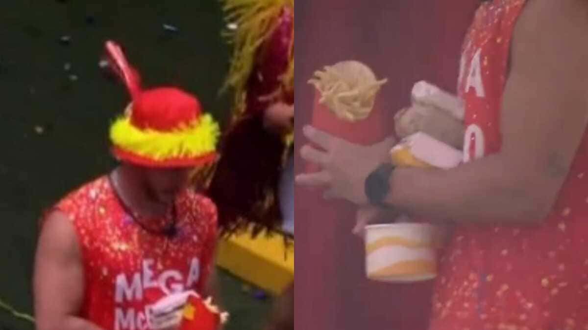 BBB22: Arthur Aguiar se acaba na comida em ação patrocinada (Foto: Reprodução/Montagem)