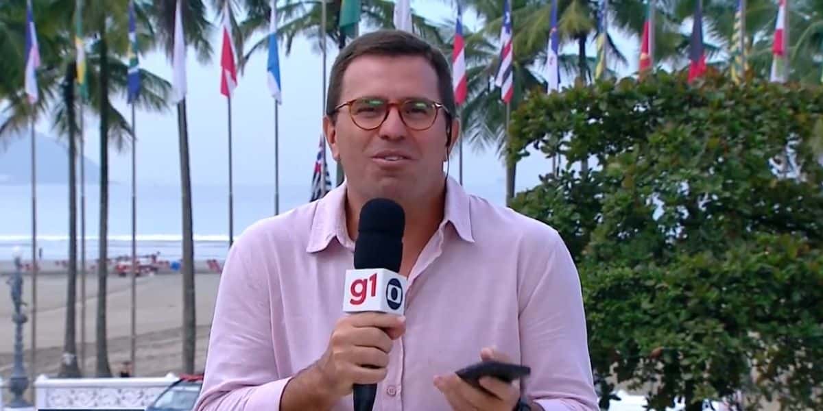 Rodrigo Bocardi diretamente de Santos (Foto: Reprodução/Globo)