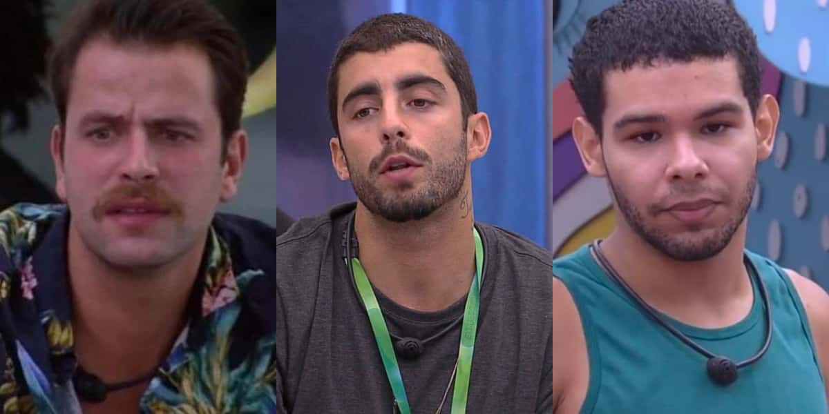 Gustavo, Scooby e Viny estão no paredão do BBB22 (Foto: Reprodução)
