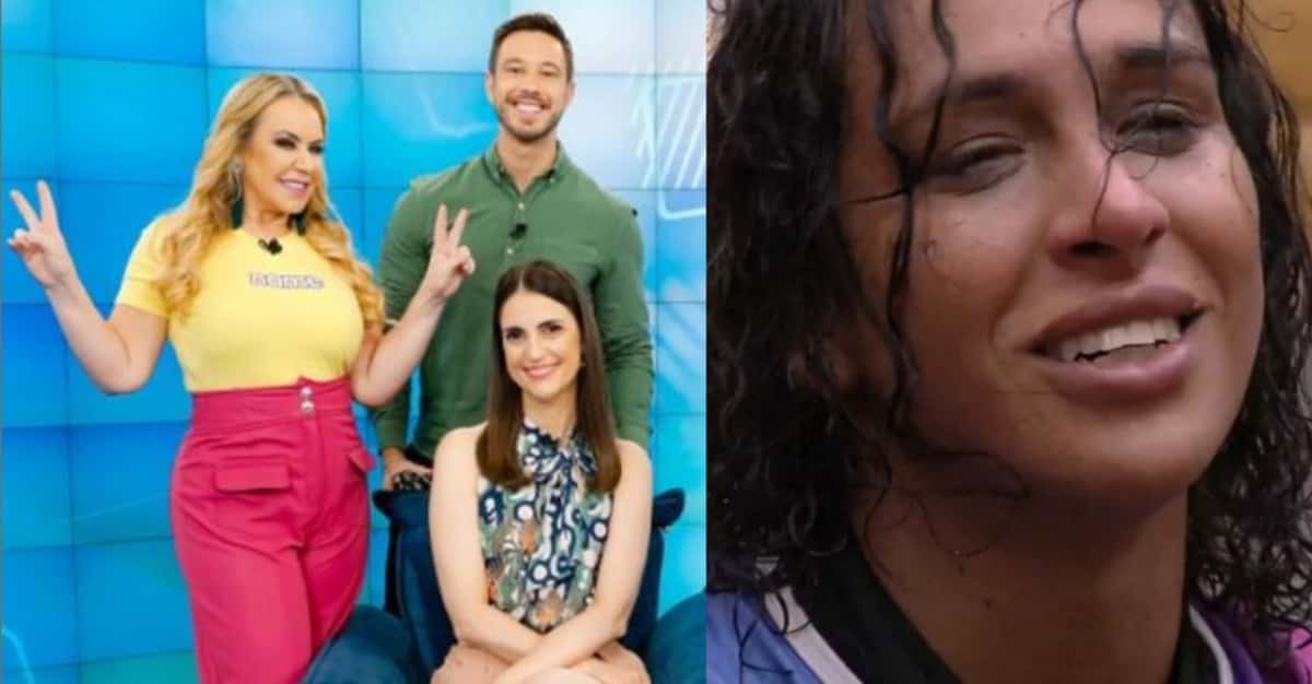 Flor Fernandez, Chris Flores e Gabriel Cartolano comentaram sobre Lina do BBB22 no "Fofocalizando" (Foto: Reprodução / SBT / Globo)