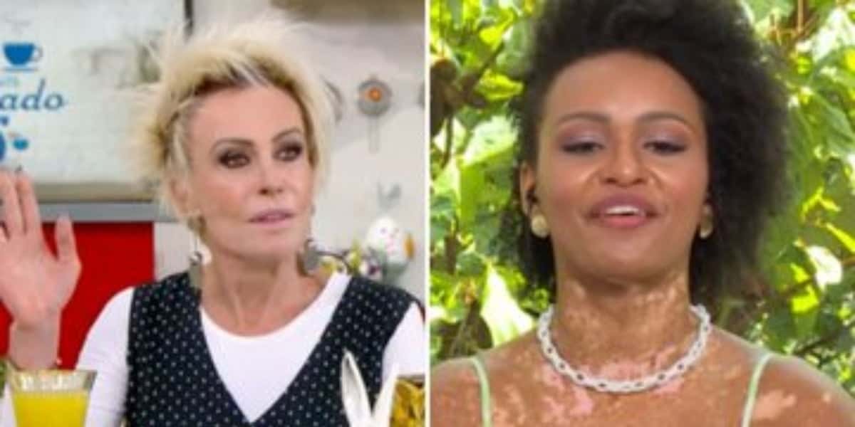 Ana Maria Braga fez igual Natália e enfiou banana no pote de leite em pó (Imagem: Montagem)