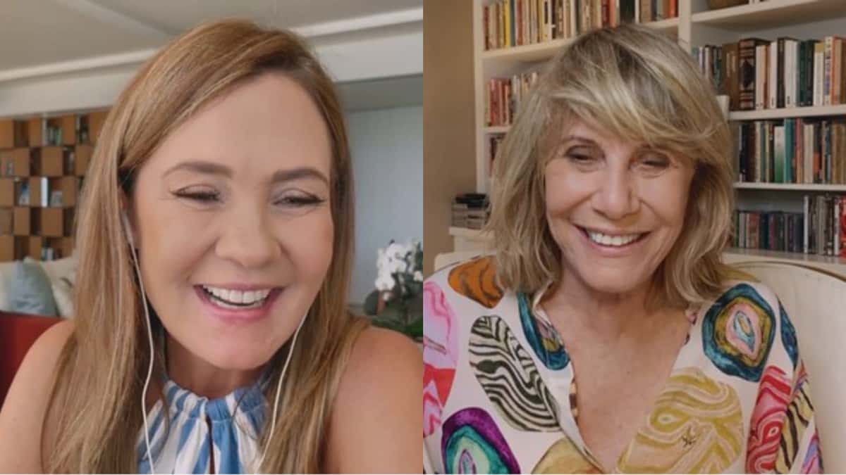 Adriana Esteves e Renata Sorrah divulgam novas vilãs no "Conversa com Bial" (Reprodução/ GShow)