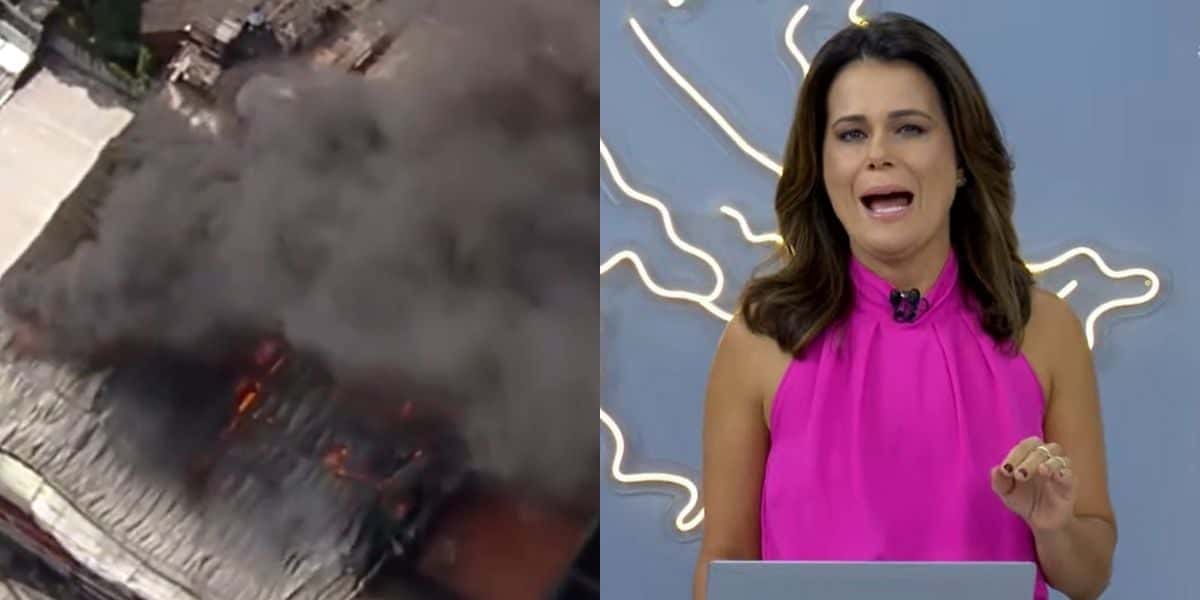 Adriana Araújo e o incêndio (Montagem: TV Foco)