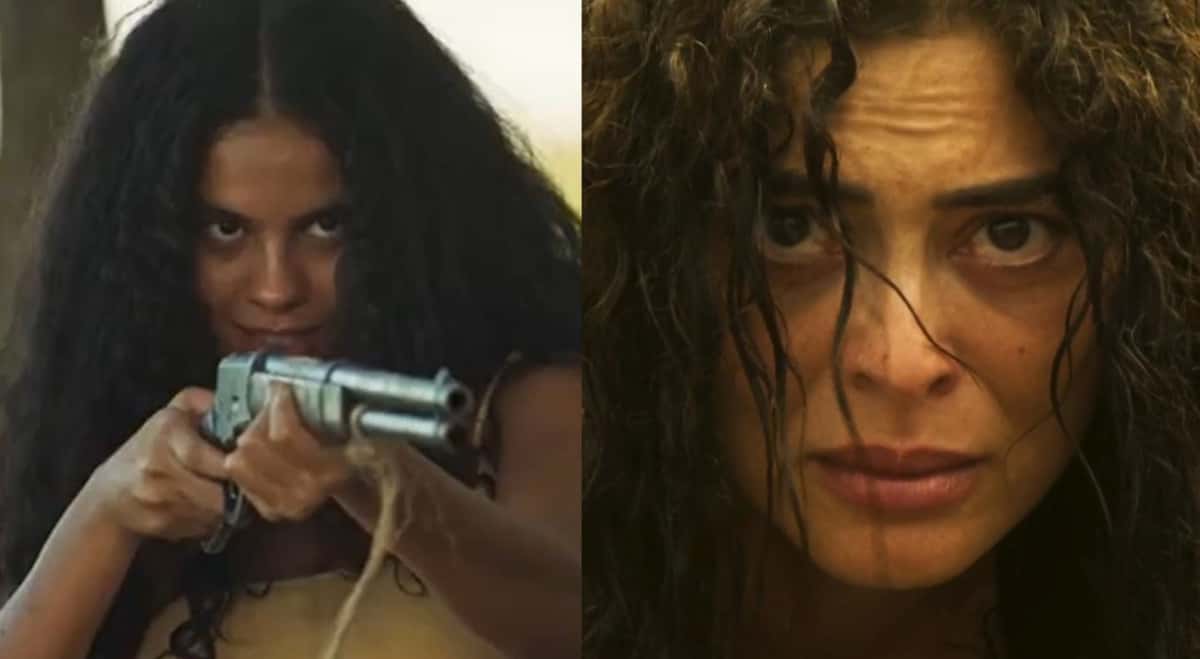 Maria Marruá como onça aterroriza Muda em "Pantanal" (Foto: Reprodução / Globo)