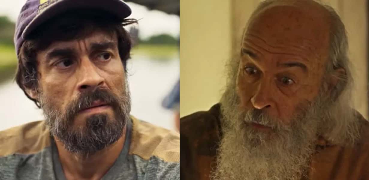 O Velho do Rio (Osmar Prado) assombrará Lúcio (Erom Cordeiro) antes de matá-lo em 'Pantanal' (Foto: Reprodução / Globo)