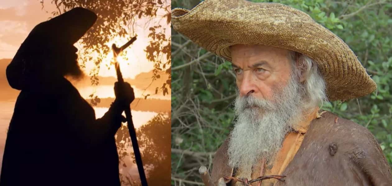 Velho do Rio (Osmar Prado) em Pantanal; o personagem é uma entidade mística na novela das nove (Foto: Reprodução / Globo)