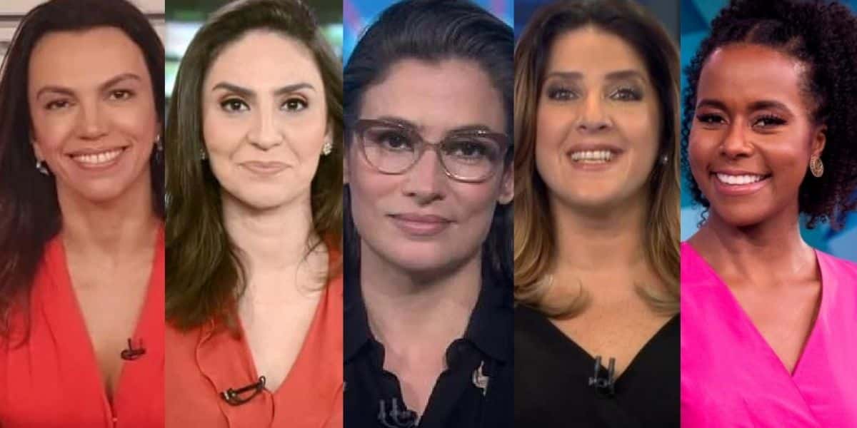 Ana Paula Araújo, Cecília Flesch, Renata Vasconcellos, Christiane Pelajo e Maju Coutinho (Reprodução)