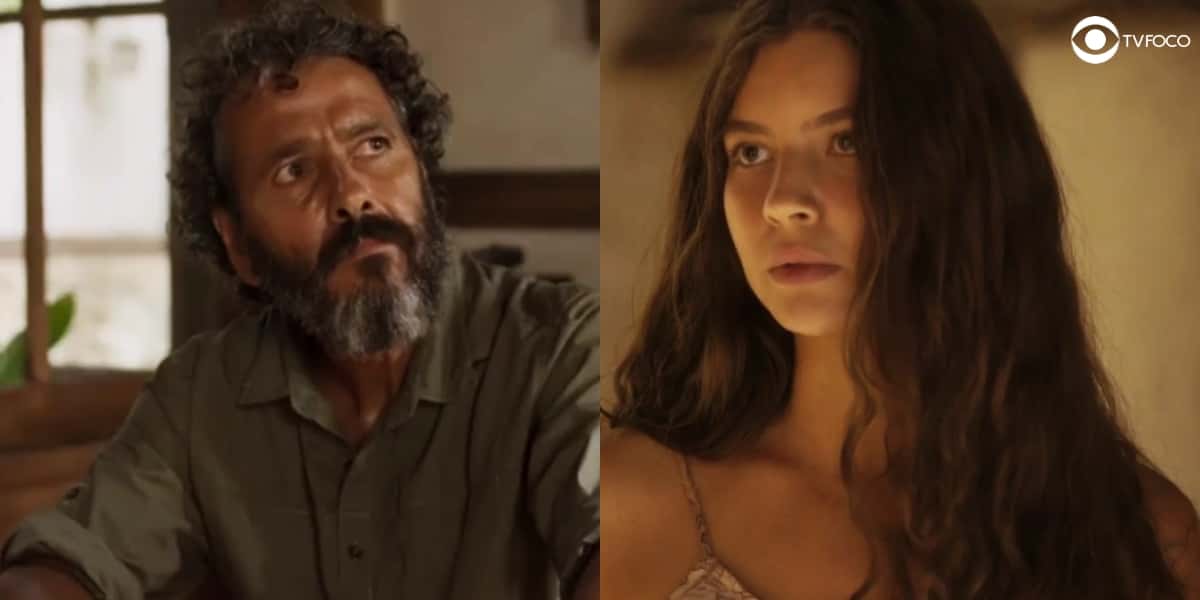José Leôncio faz pedido a Juma na novela Pantanal (Foto: Montagem/Thais Teles/Reprodução/Globo)