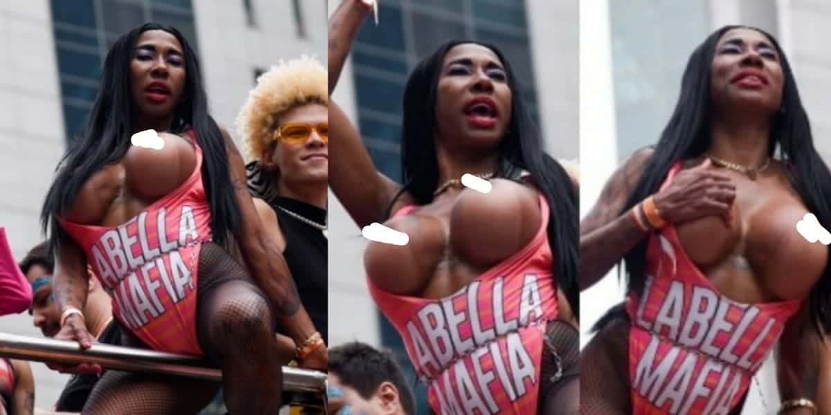 Inês Brasil vai com os peitos à mostra na Parada LGBTQIAP+ (Foto: Andy Santana/AgNews)