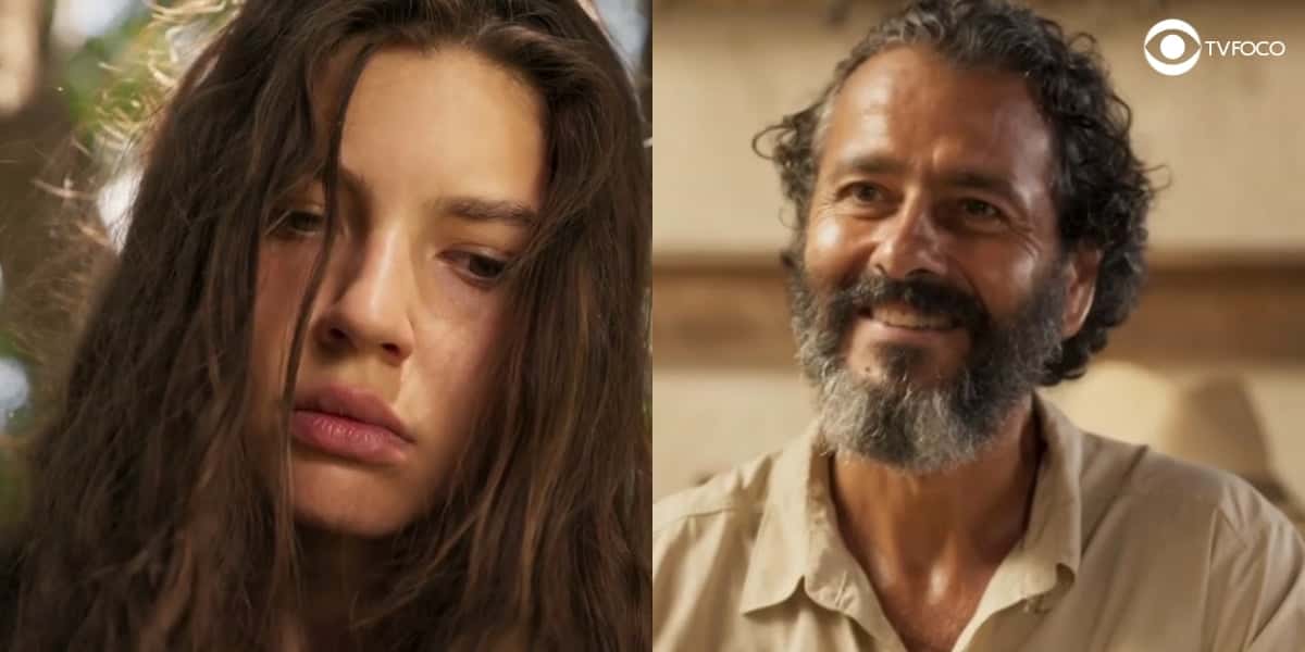José Leôncio faz pedido para Juma na novela Pantanal (Foto: Montagem/Thais Teles/Reprodução/Globo)