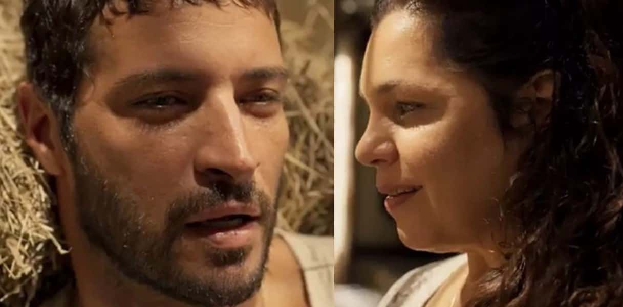 Maria Bruaca (Isabel Teixeira) e Levi (Leandro Lima) transam novamente em 'Pantanal' (Foto: Reprodução / Globo)
