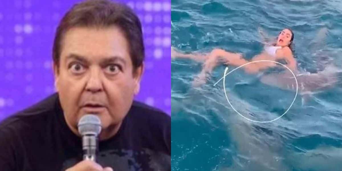 Bailarina do Faustão é atacada por tubarão durante mergulho em alto mar e cena agonizante é registrada em vídeo (Foto: Tv o Foco)