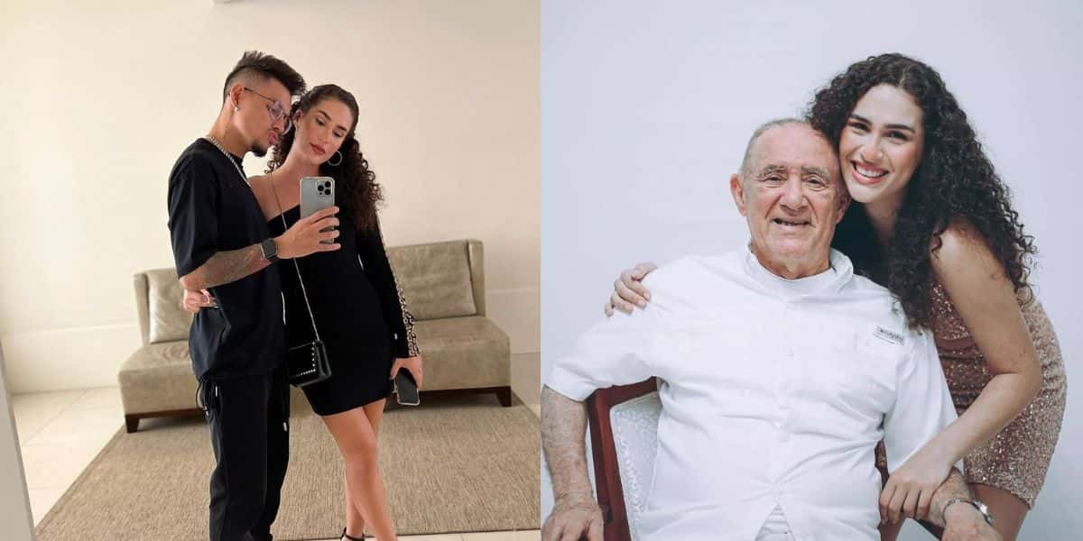 Lívian Aragão com seu namorado, Jota Façanha e seu pai Renato Aragão (Reprodução: Montagem TV Foco)